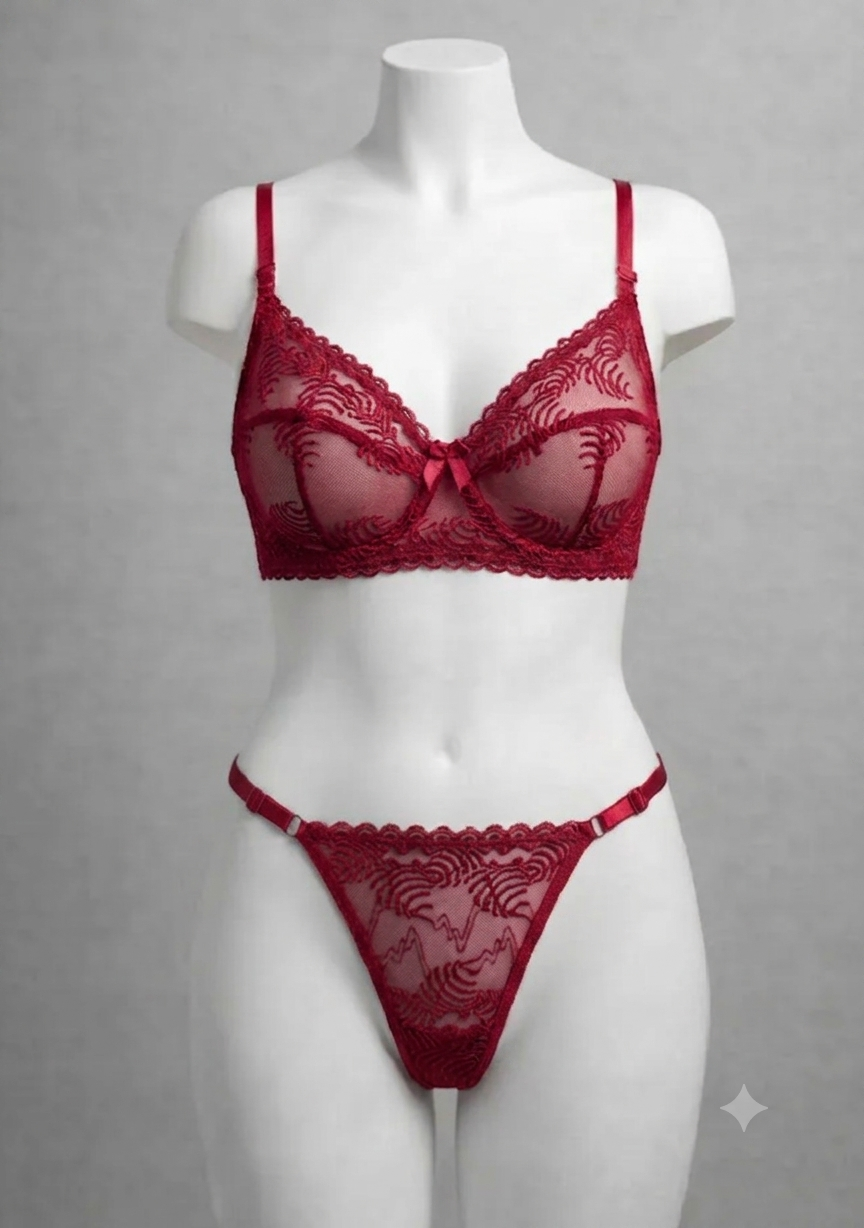 Women's Soft Floral Lace Lingerie Set Panty & Bra Set 1599/- - Image 3