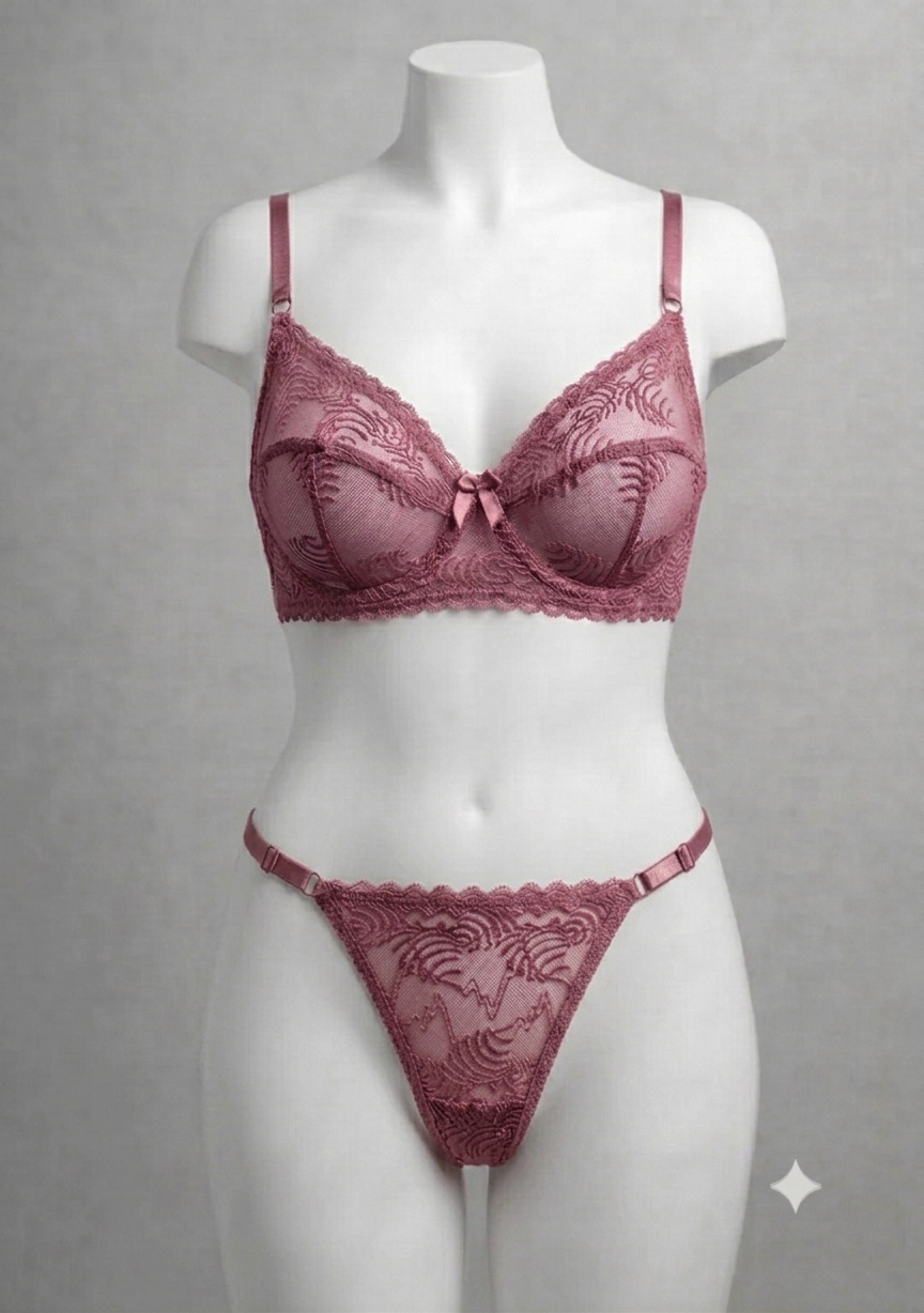 Women's Soft Floral Lace Lingerie Set Panty & Bra Set 1599/- - Image 2