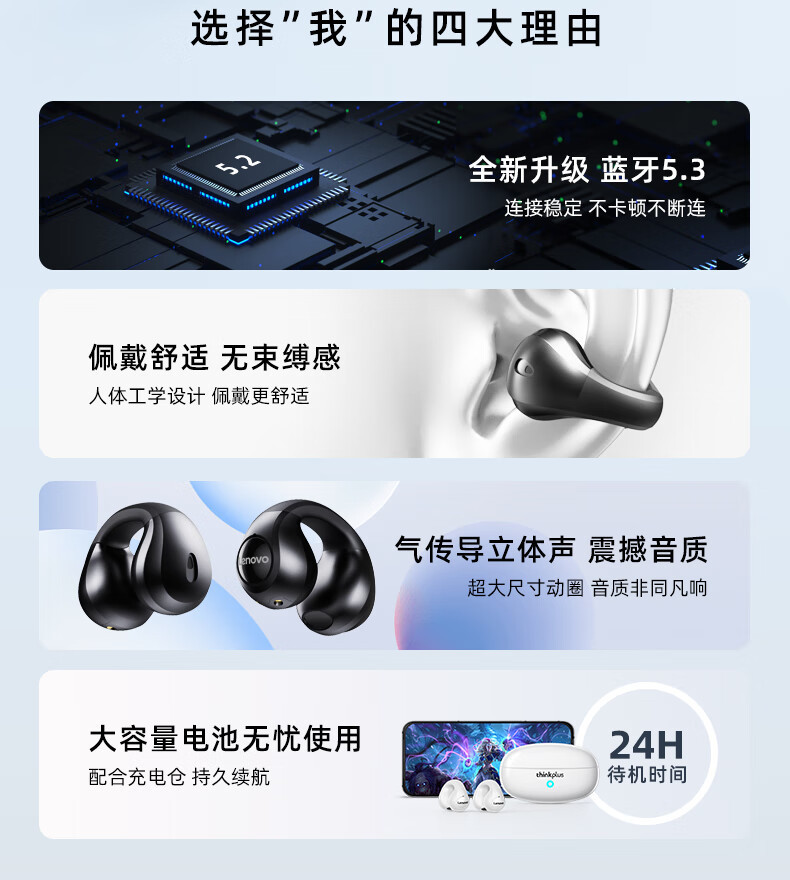 Lenovo ThinkPlus XT83II Wireless Bluetooth Earbuds with Charging Case - Image 3