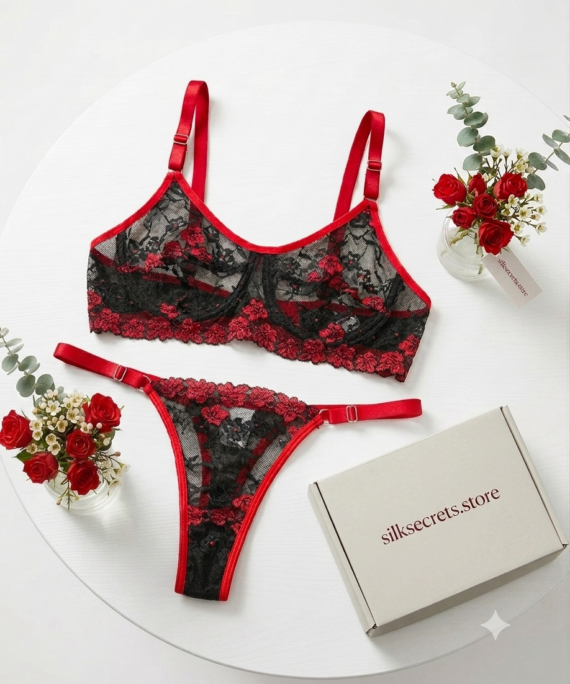 Transparent Wireless Bra & Matching Panty floral 1199/-
